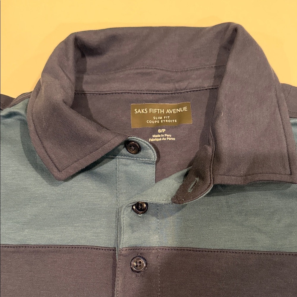 Saks Fifth Avenue Men's Two-Tone Blue and Green Collared Shirt